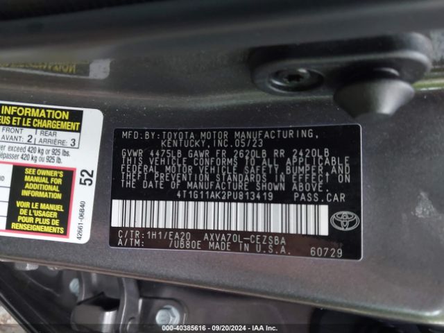 Photo 8 VIN: 4T1G11AK2PU813419 - TOYOTA CAMRY 