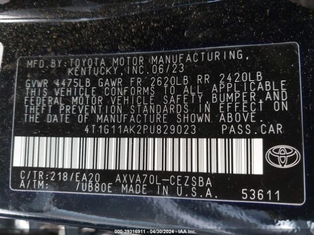 Photo 8 VIN: 4T1G11AK2PU829023 - TOYOTA CAMRY 