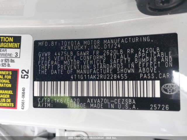 Photo 8 VIN: 4T1G11AK2RU228455 - TOYOTA CAMRY 