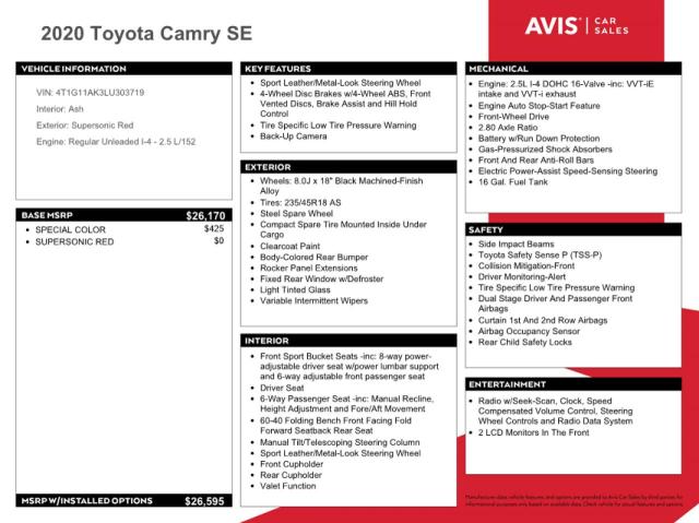 Photo 11 VIN: 4T1G11AK3LU303719 - TOYOTA CAMRY SE 