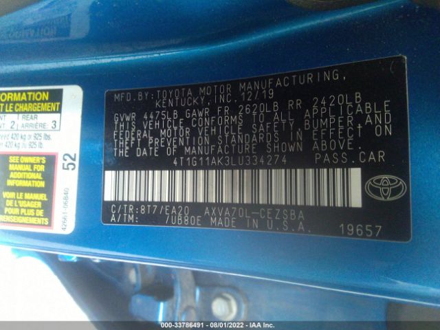 Photo 8 VIN: 4T1G11AK3LU334274 - TOYOTA CAMRY 