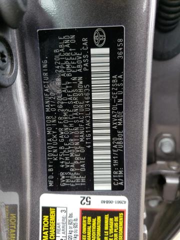 Photo 11 VIN: 4T1G11AK3LU346635 - TOYOTA CAMRY 