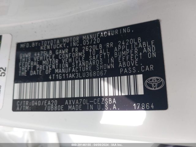 Photo 8 VIN: 4T1G11AK3LU368067 - TOYOTA CAMRY 