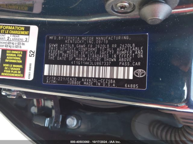 Photo 8 VIN: 4T1G11AK3LU867337 - TOYOTA CAMRY 