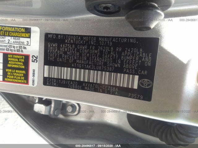 Photo 8 VIN: 4T1G11AK3LU875387 - TOYOTA CAMRY 