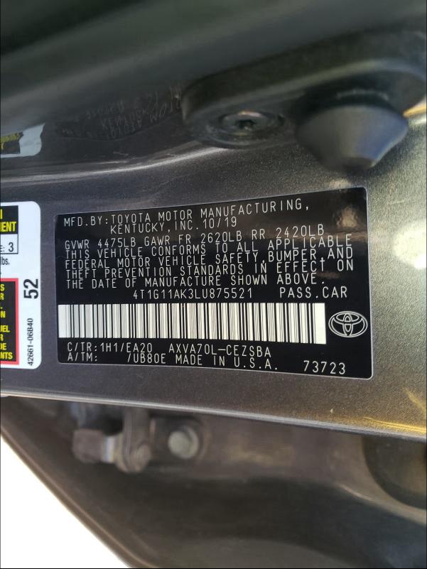 Photo 9 VIN: 4T1G11AK3LU875521 - TOYOTA CAMRY SE 