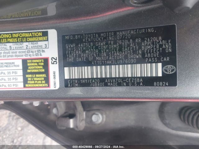 Photo 8 VIN: 4T1G11AK3LU976090 - TOYOTA CAMRY 