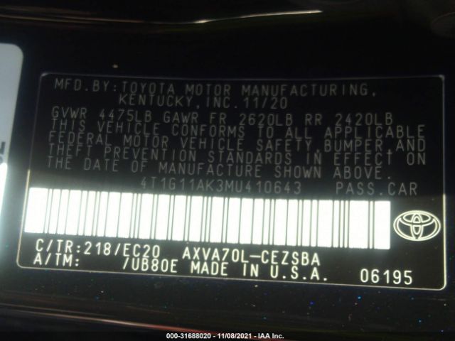 Photo 8 VIN: 4T1G11AK3MU410643 - TOYOTA CAMRY 