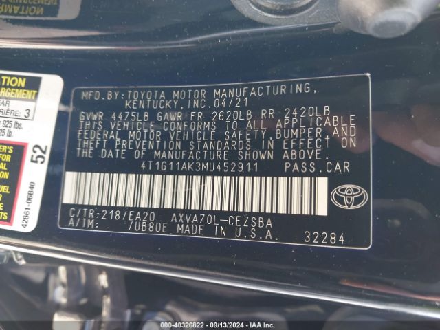 Photo 8 VIN: 4T1G11AK3MU452911 - TOYOTA CAMRY 