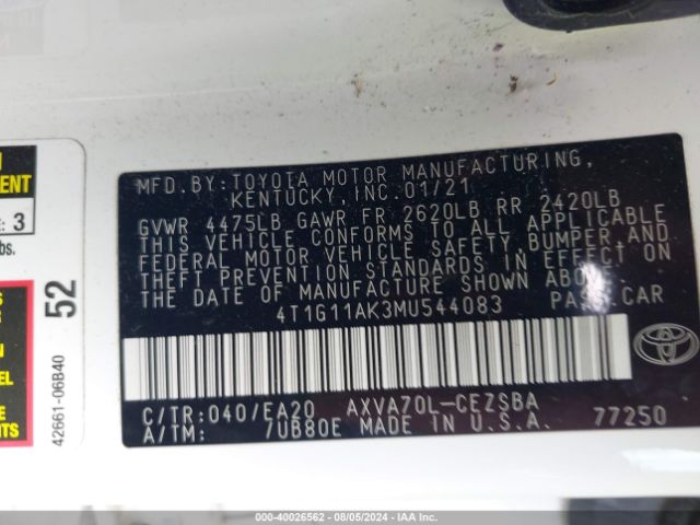 Photo 8 VIN: 4T1G11AK3MU544083 - TOYOTA CAMRY 