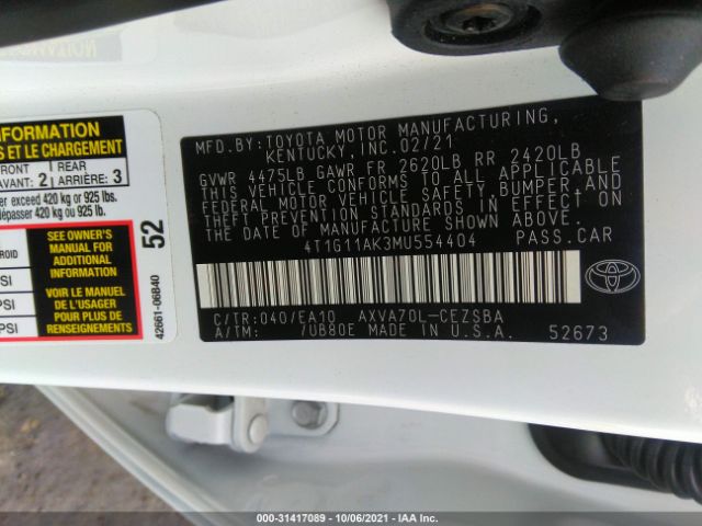 Photo 8 VIN: 4T1G11AK3MU554404 - TOYOTA CAMRY 