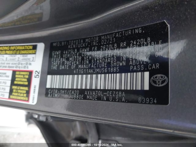 Photo 8 VIN: 4T1G11AK3MU561885 - TOYOTA CAMRY 