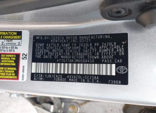 Photo 8 VIN: 4T1G11AK3MU568450 - TOYOTA CAMRY 