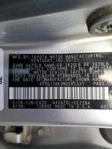 Photo 11 VIN: 4T1G11AK3MU585331 - TOYOTA CAMRY 