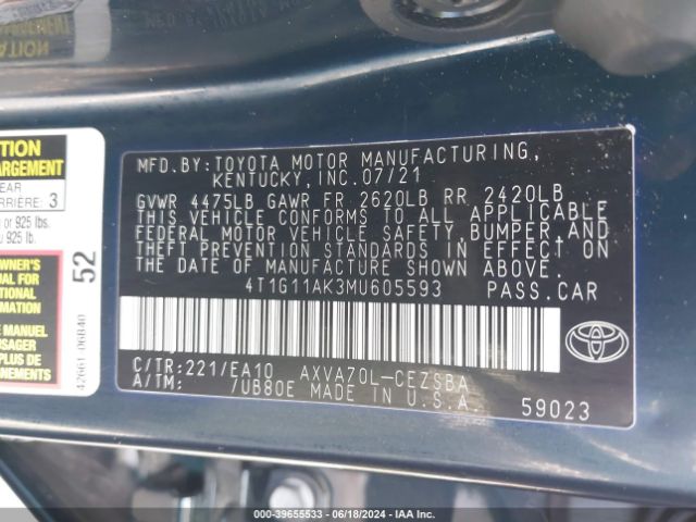 Photo 8 VIN: 4T1G11AK3MU605593 - TOYOTA CAMRY 