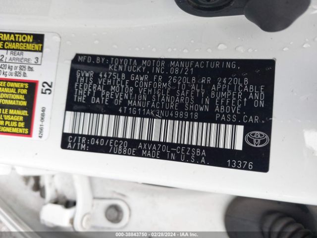 Photo 8 VIN: 4T1G11AK3NU498918 - TOYOTA CAMRY 