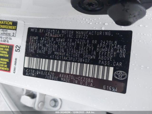 Photo 8 VIN: 4T1G11AK3PU738407 - TOYOTA CAMRY 