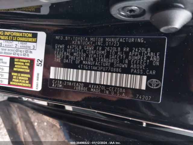 Photo 8 VIN: 4T1G11AK3PU770886 - TOYOTA CAMRY 