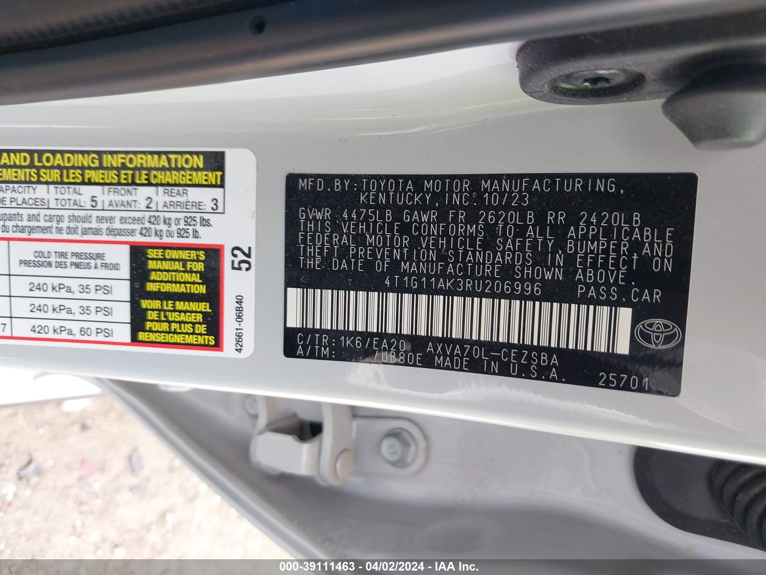 Photo 8 VIN: 4T1G11AK3RU206996 - TOYOTA CAMRY 