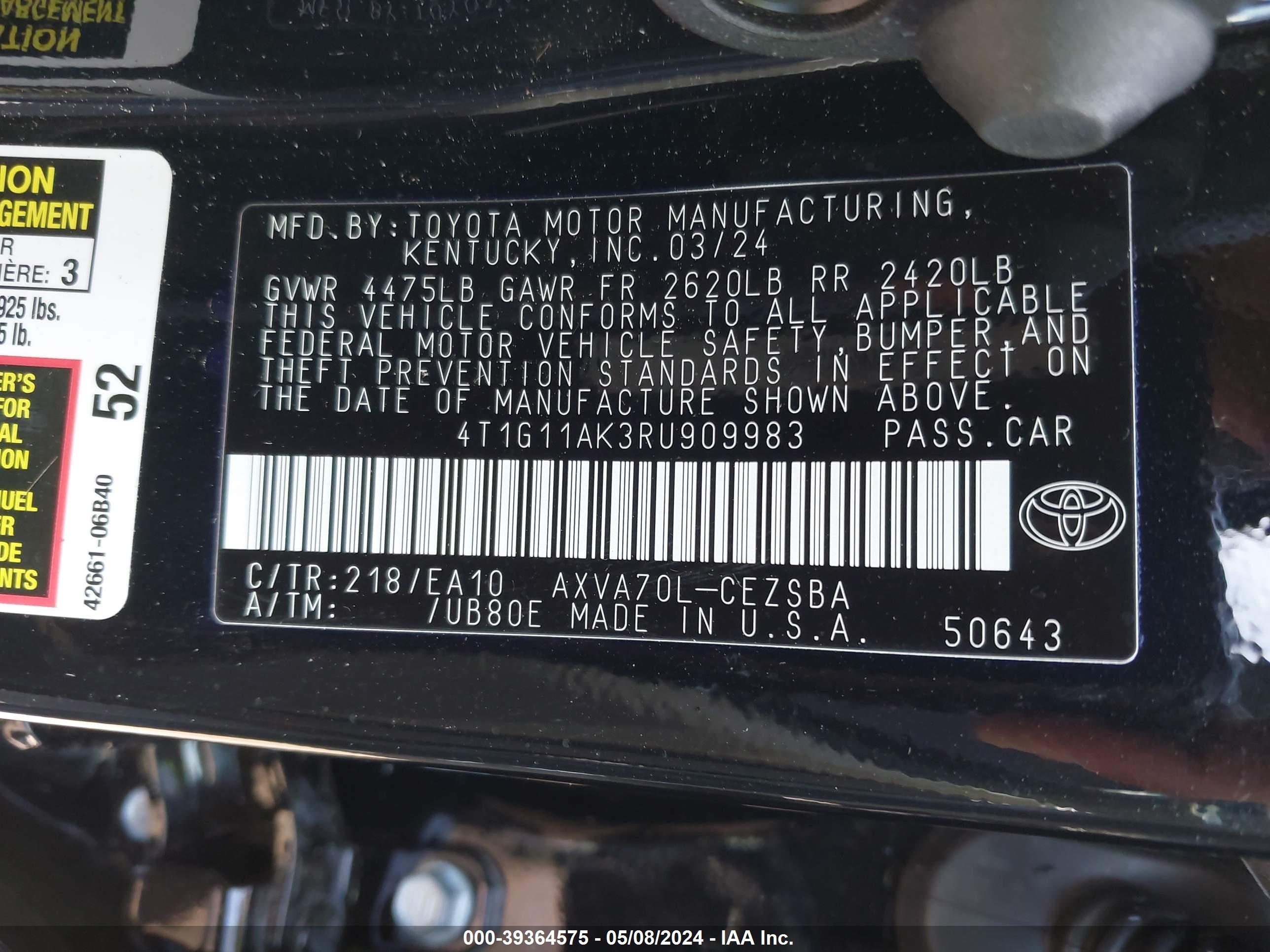 Photo 8 VIN: 4T1G11AK3RU909983 - TOYOTA CAMRY 