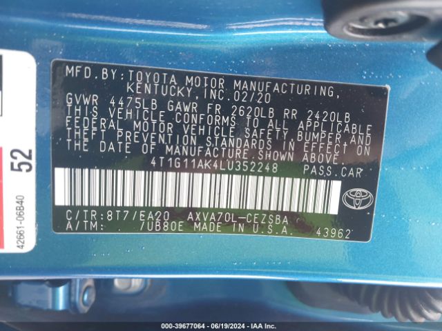 Photo 8 VIN: 4T1G11AK4LU352248 - TOYOTA CAMRY 