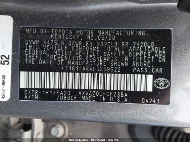 Photo 8 VIN: 4T1G11AK4LU359622 - TOYOTA CAMRY 