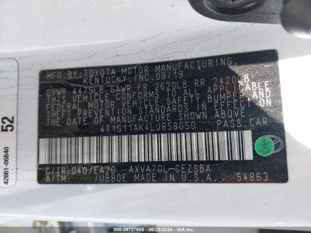 Photo 8 VIN: 4T1G11AK4LU858050 - TOYOTA CAMRY 