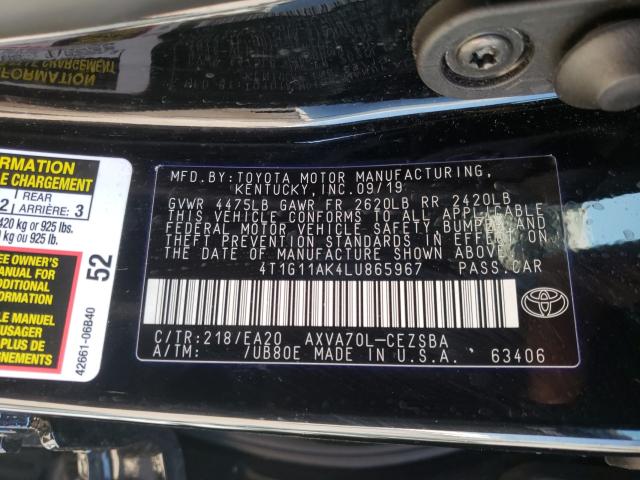 Photo 9 VIN: 4T1G11AK4LU865967 - TOYOTA CAMRY SE 