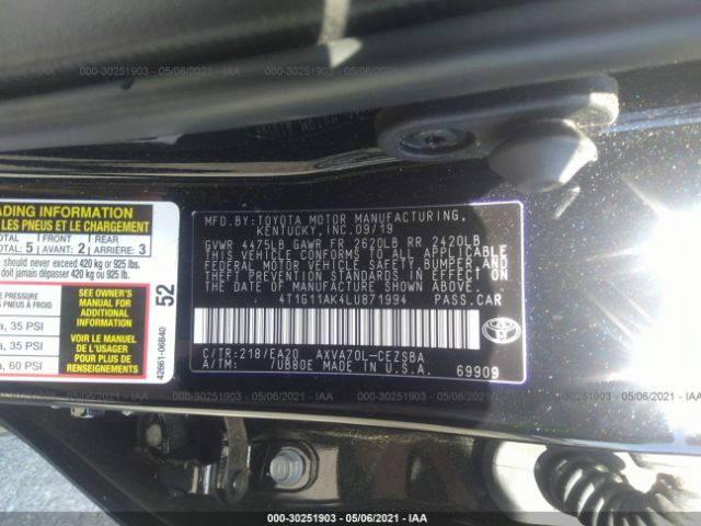 Photo 8 VIN: 4T1G11AK4LU871994 - TOYOTA CAMRY 