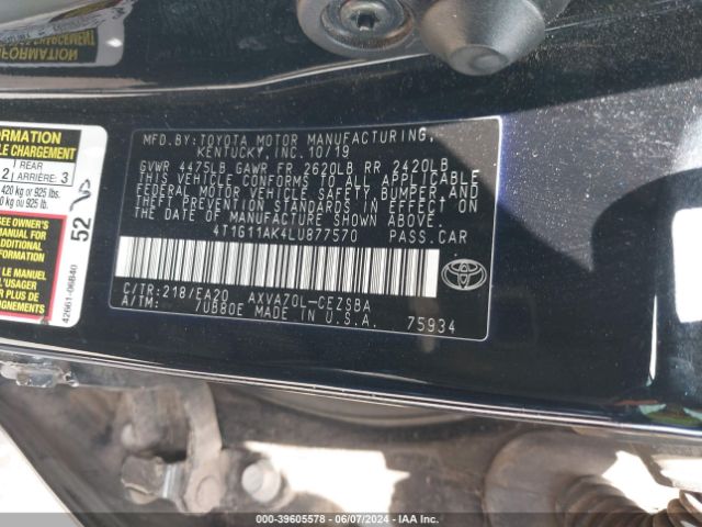 Photo 8 VIN: 4T1G11AK4LU877570 - TOYOTA CAMRY 