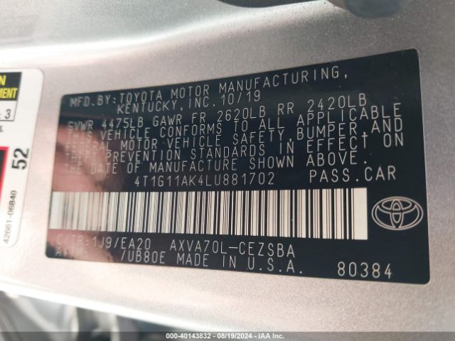 Photo 8 VIN: 4T1G11AK4LU881702 - TOYOTA CAMRY 