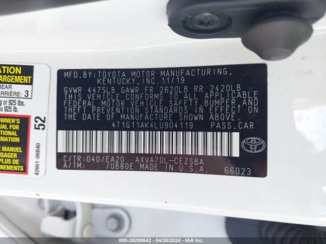 Photo 8 VIN: 4T1G11AK4LU904119 - TOYOTA CAMRY 