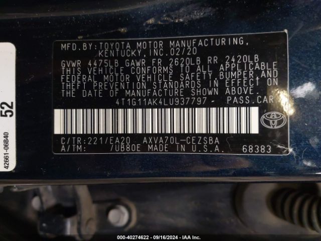 Photo 8 VIN: 4T1G11AK4LU937797 - TOYOTA CAMRY 