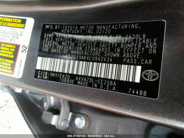 Photo 8 VIN: 4T1G11AK4LU942434 - TOYOTA CAMRY 