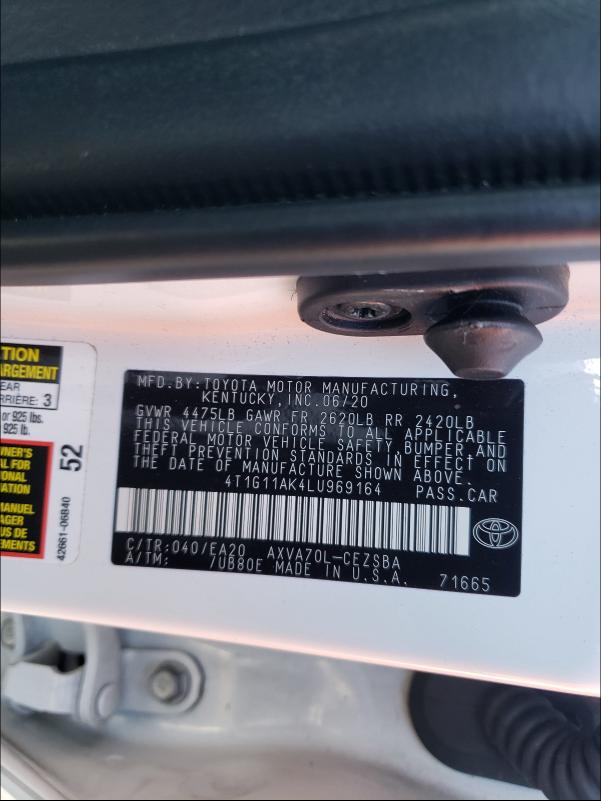 Photo 9 VIN: 4T1G11AK4LU969164 - TOYOTA CAMRY SE 