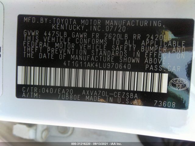 Photo 8 VIN: 4T1G11AK4LU970640 - TOYOTA CAMRY 