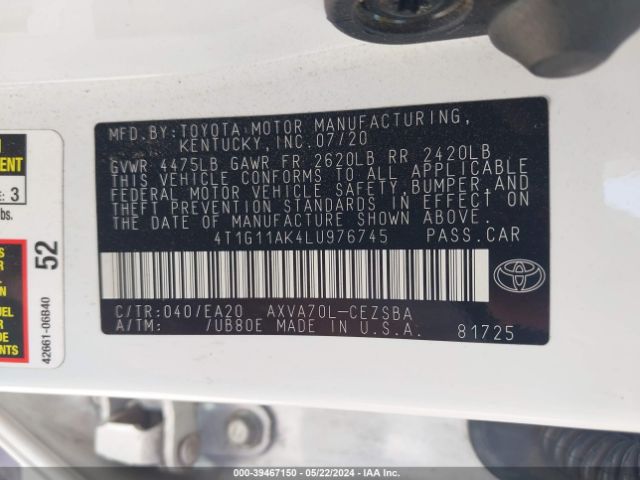 Photo 8 VIN: 4T1G11AK4LU976745 - TOYOTA CAMRY 