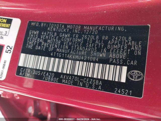 Photo 8 VIN: 4T1G11AK4MU421084 - TOYOTA CAMRY 