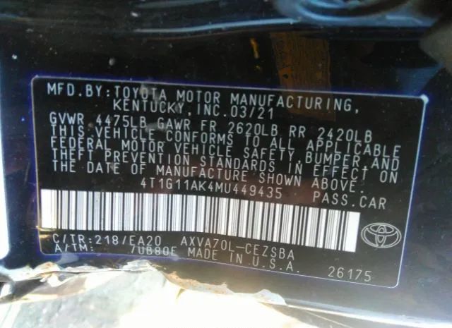 Photo 8 VIN: 4T1G11AK4MU449435 - TOYOTA CAMRY 