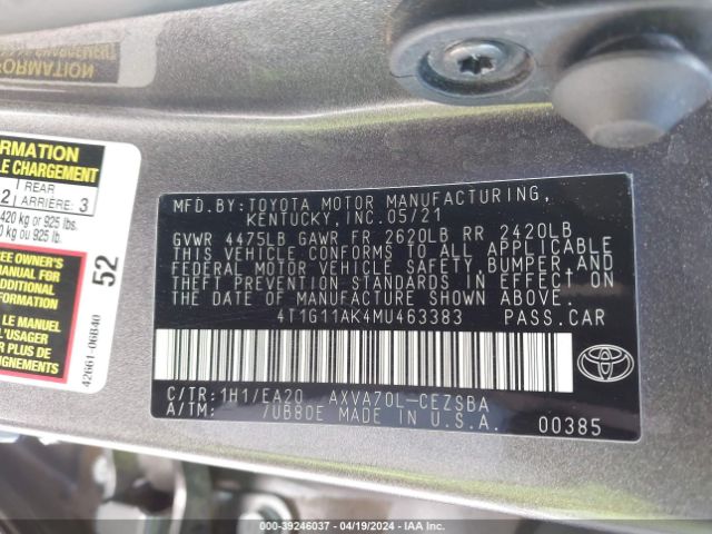 Photo 8 VIN: 4T1G11AK4MU463383 - TOYOTA CAMRY 