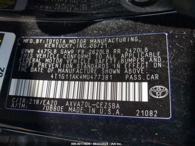 Photo 8 VIN: 4T1G11AK4MU477381 - TOYOTA CAMRY 