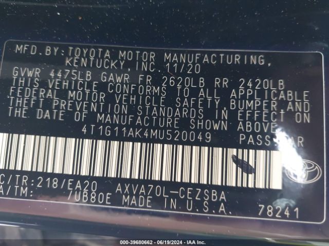 Photo 8 VIN: 4T1G11AK4MU520049 - TOYOTA CAMRY 