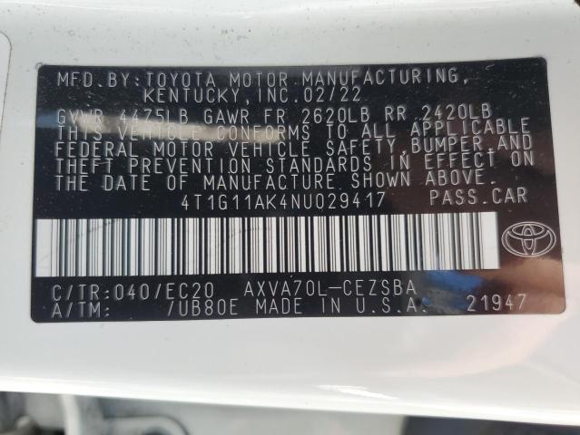 Photo 12 VIN: 4T1G11AK4NU029417 - TOYOTA CAMRY SE 