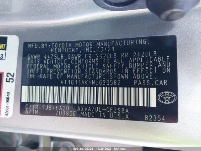 Photo 8 VIN: 4T1G11AK4NU633582 - TOYOTA CAMRY 