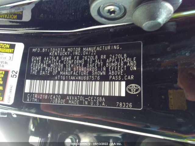 Photo 8 VIN: 4T1G11AK4NU687576 - TOYOTA CAMRY 