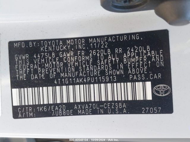 Photo 8 VIN: 4T1G11AK4PU115913 - TOYOTA CAMRY 