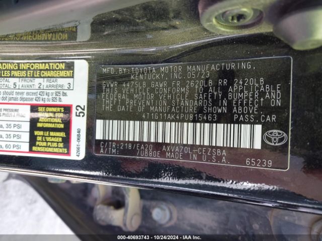 Photo 8 VIN: 4T1G11AK4PU815463 - TOYOTA CAMRY 