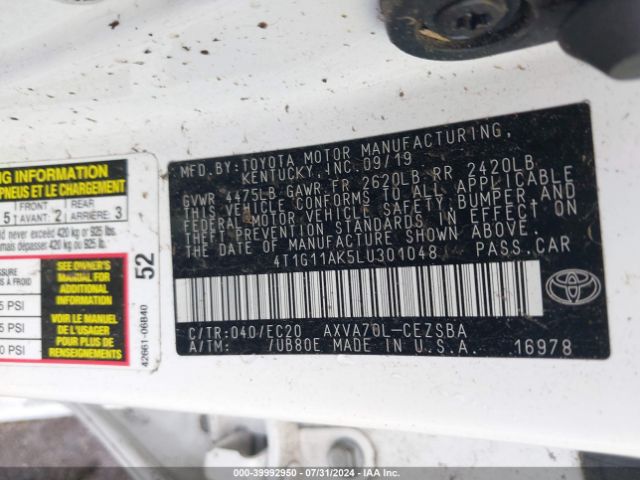 Photo 8 VIN: 4T1G11AK5LU301048 - TOYOTA CAMRY 