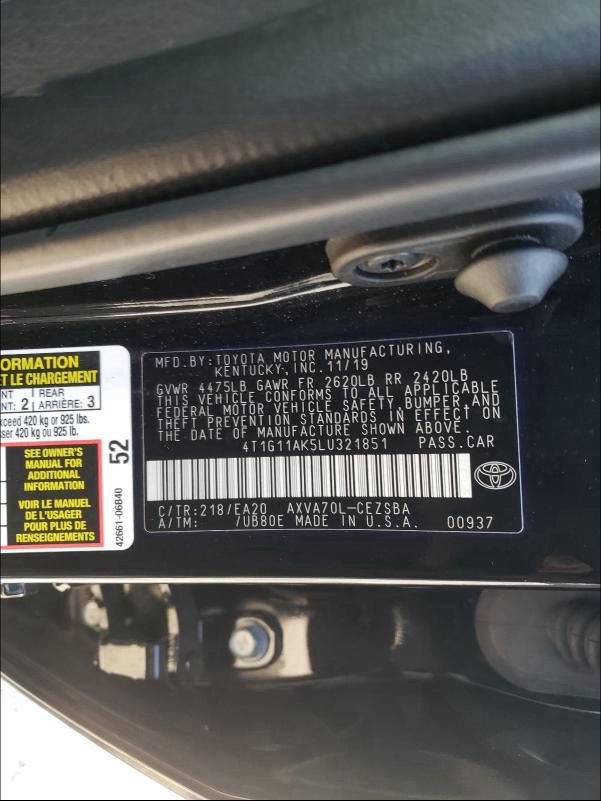 Photo 9 VIN: 4T1G11AK5LU321851 - TOYOTA CAMRY SE 