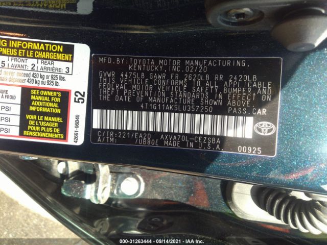 Photo 8 VIN: 4T1G11AK5LU357250 - TOYOTA CAMRY 